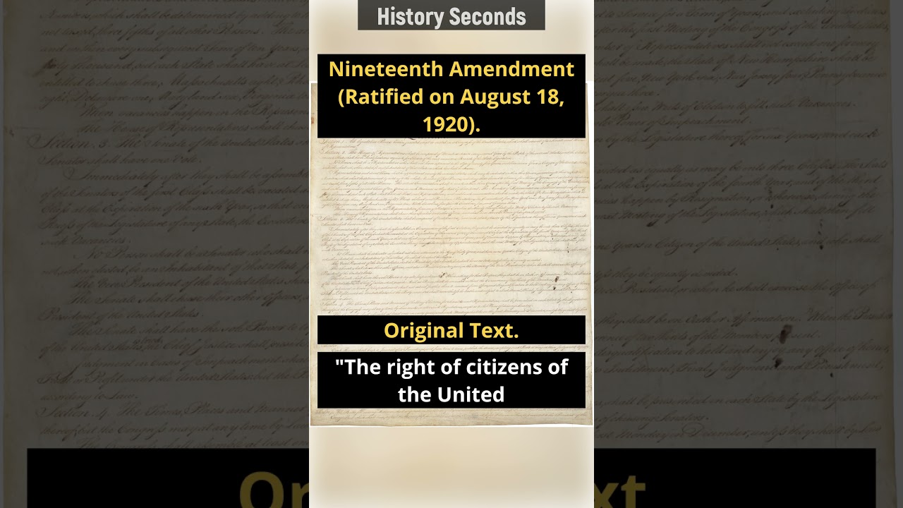 Nineteenth Amendment (Ratified on August 18, 1920)｜US｜ 