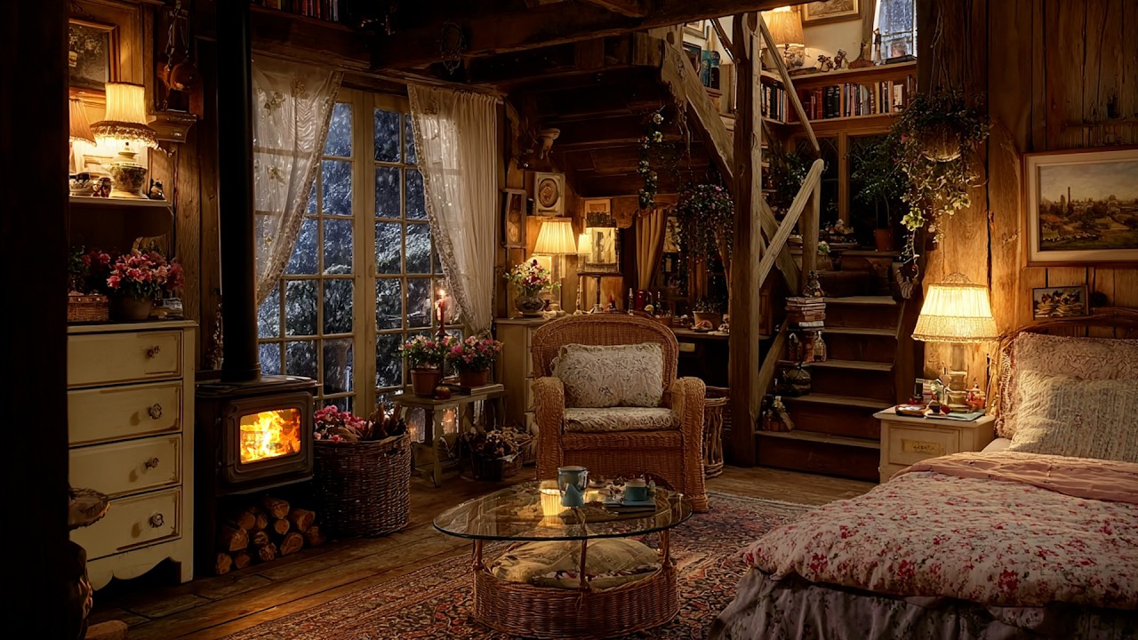 🔴The Winter That Settled Around the Lonely Cabin | Gentle Fireplace Sounds for Deep Rest 🔥