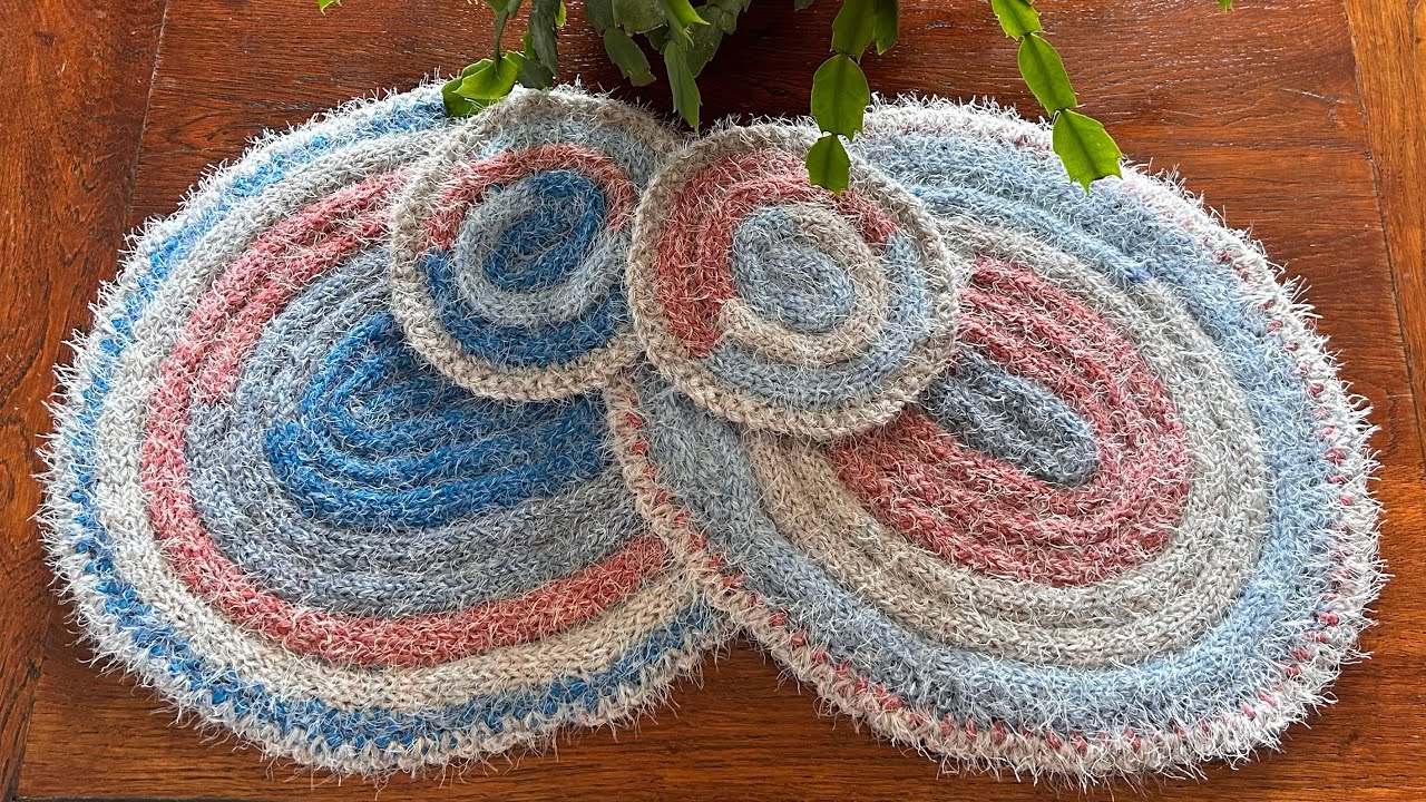 Placemat and Coaster Set Using Addi Egg ~ Addi, Sentro, Circular Knitting