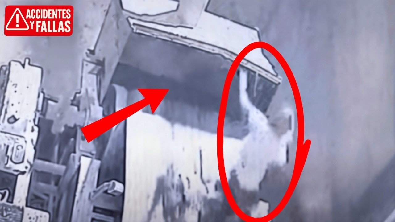 😮 En cuestión de segundos… ACCIDENTE con cinta transportadora captado en video 🚨