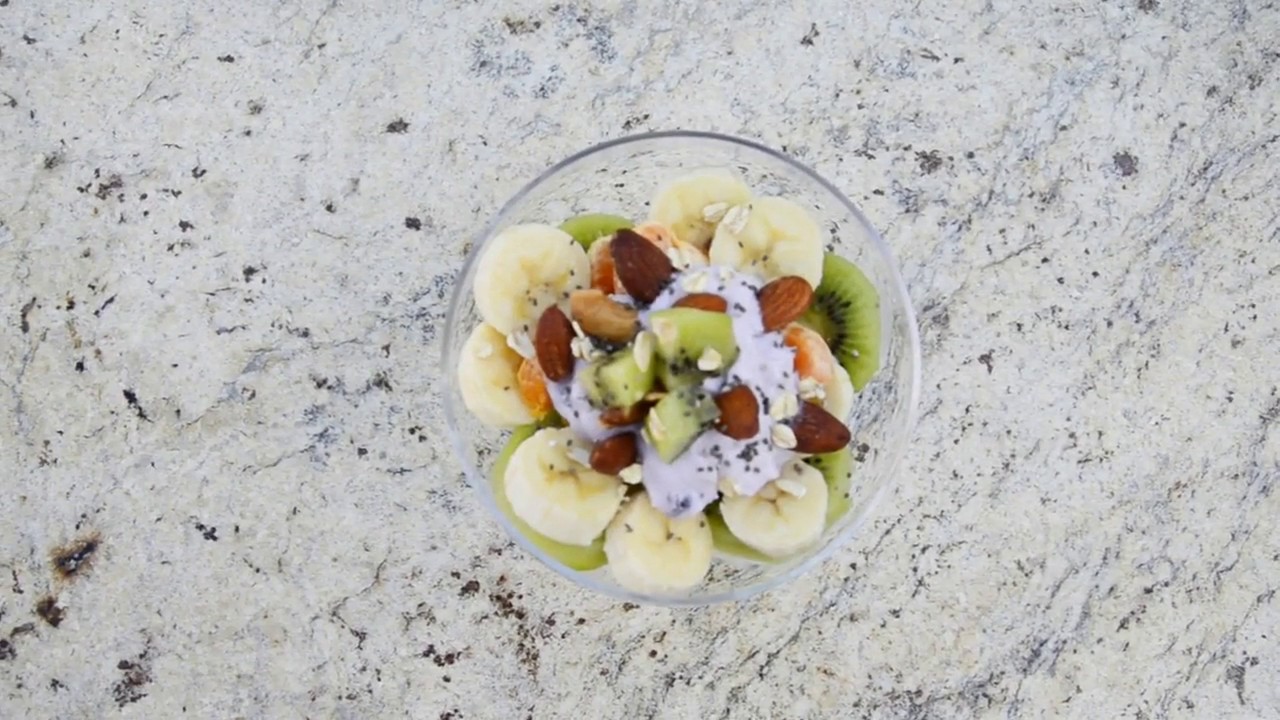 Fruits Cup With Blueberry Yogurt Almonds Cashews and Oats