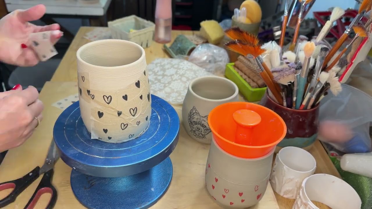 How To Add Underglaze Decals to wet clay!