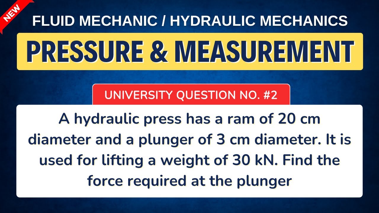 PRESSURE AND IT'S MEASUREMENT | FLUID MECHANICS | HYDRAULIC MECHANICS | QUE 2  