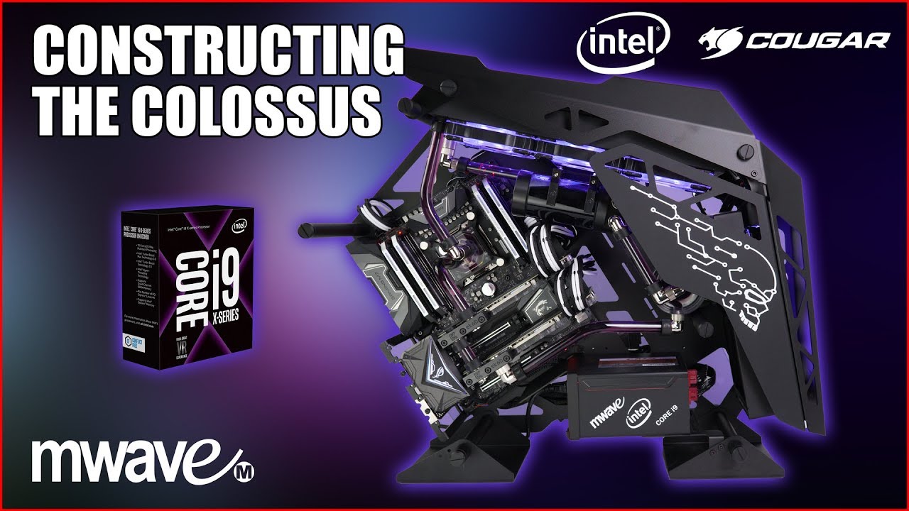 Timelapse of a Colossus - Building an Intel Core i9 Custom Watercooled PC in a Cougar Conquer Case