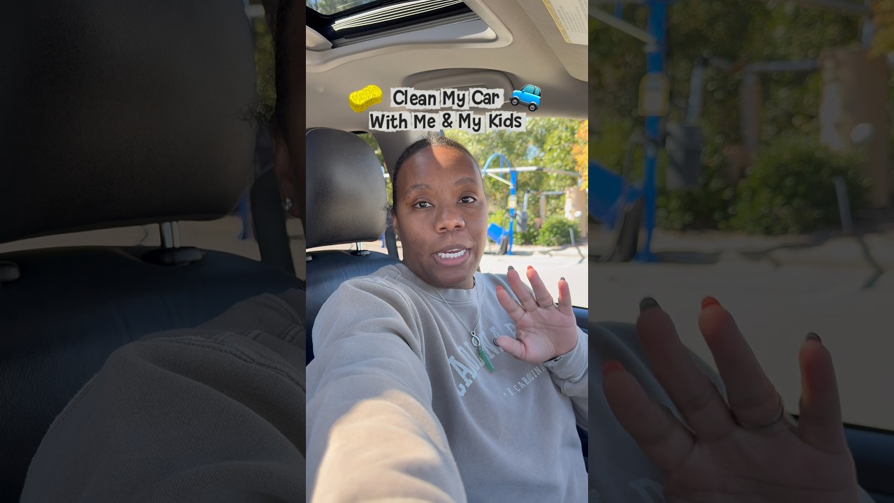 Clean my mom car with me & my kids #cleanmycarwithme #fyp #momsoftiktok #cleanwithme #relateablemom