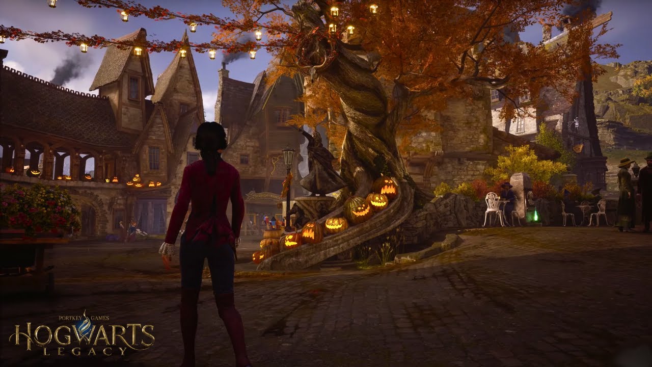 [4K] Relaxing Fall Walk to Hogsmeade From Hufflepuff Common Room | Hogwarts Legacy