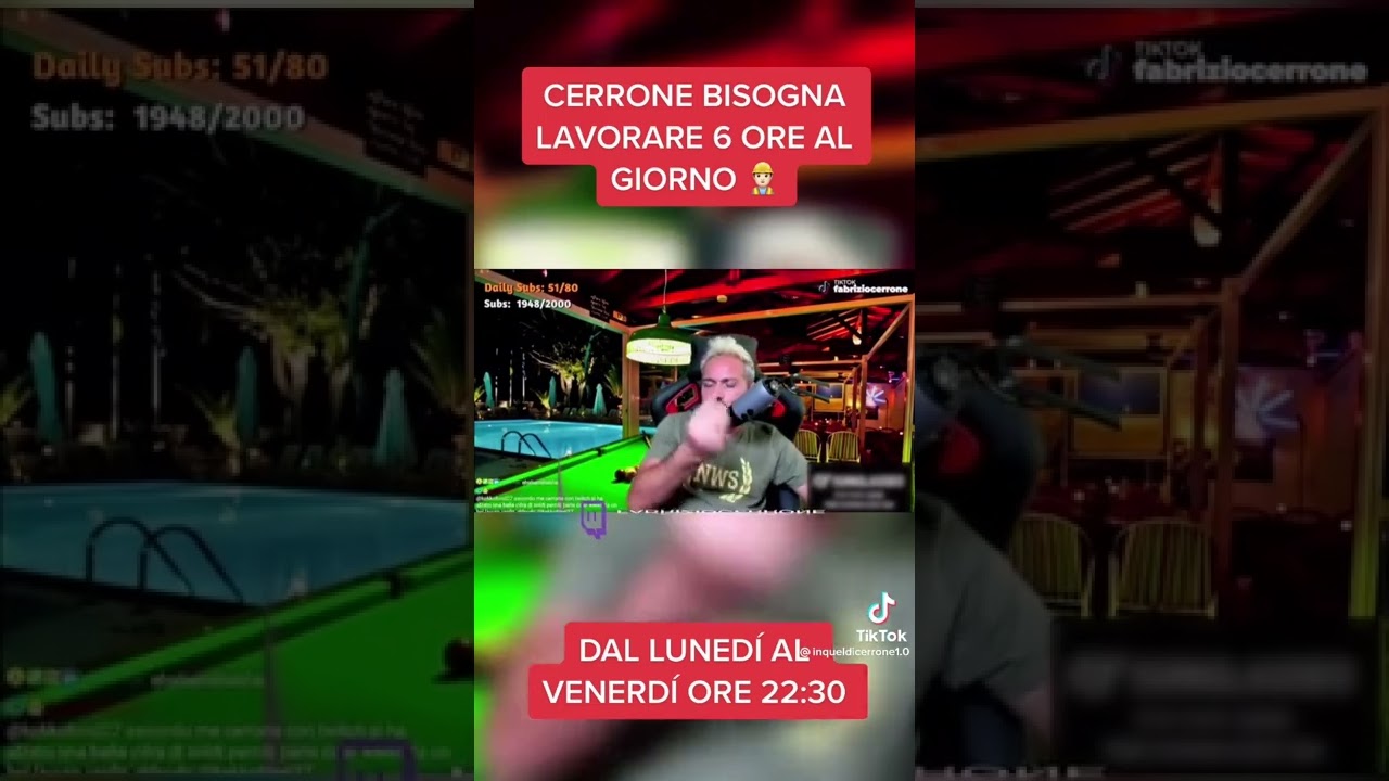 CERRONE BISOGNA LAVORARE 6 ORE AL GIORNO! - INQUELDICERRONE #shorts #tiktok #fabriziocerroneclip