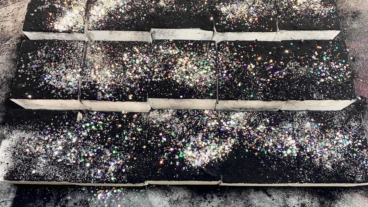 CFD Gym chalk Crush Asmr topped with black iron oxide pigment plus silver glitter