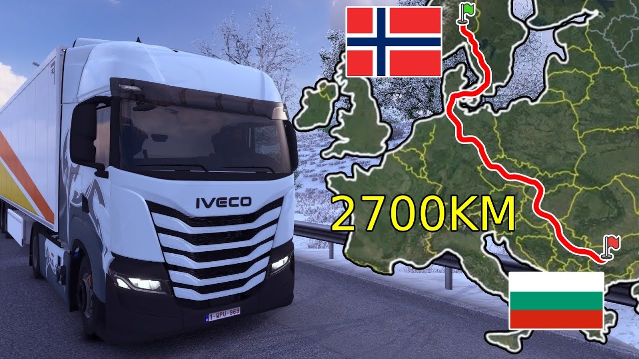 ETS2 Winter Road Haul (Oslo to Sofia) Norway to Bulgaria | Euro Truck Simulator 2