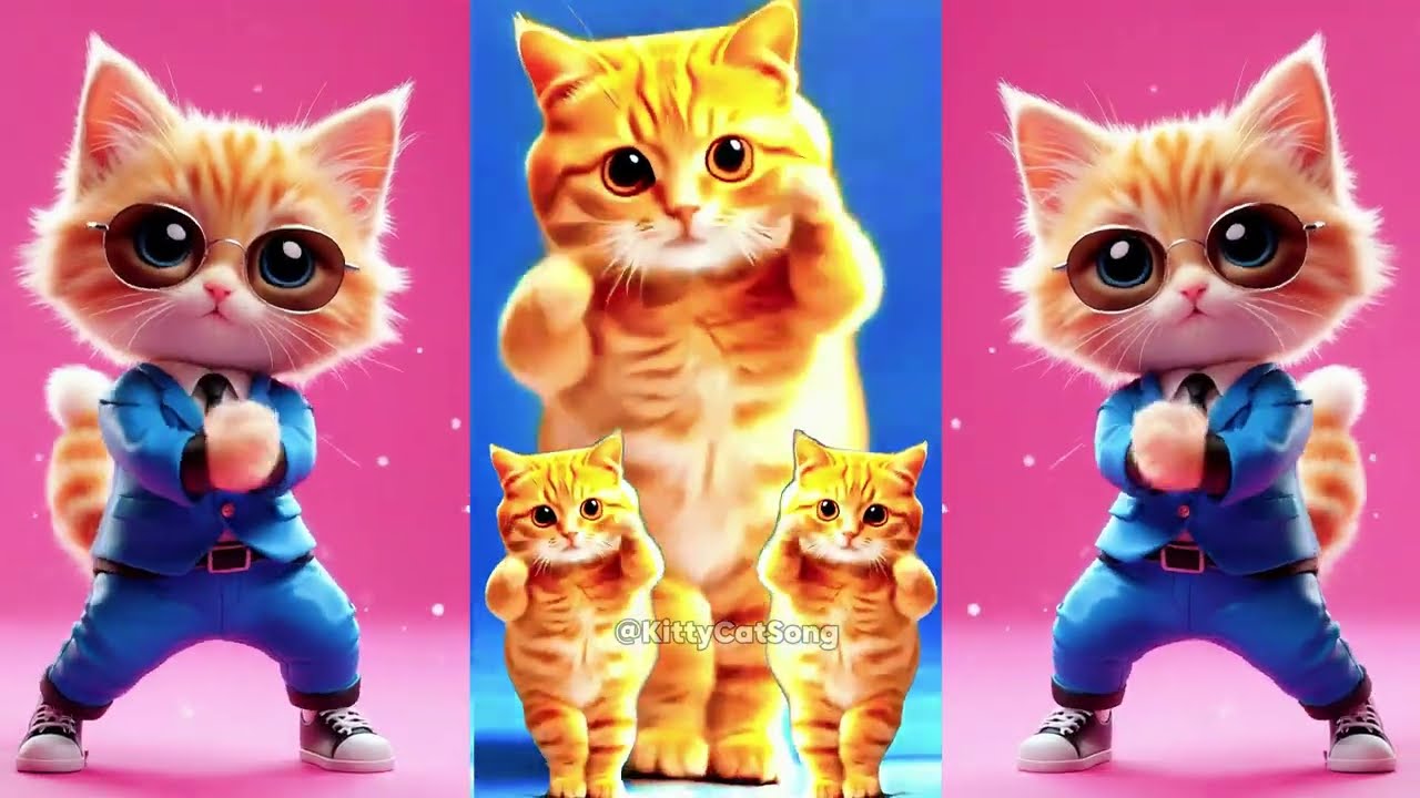 Pok Ame Ame Belalang Kupu-kupu Siang Makan ASI, Kalu Malam Minum Susu - Animasi Kucing Joget Lucu