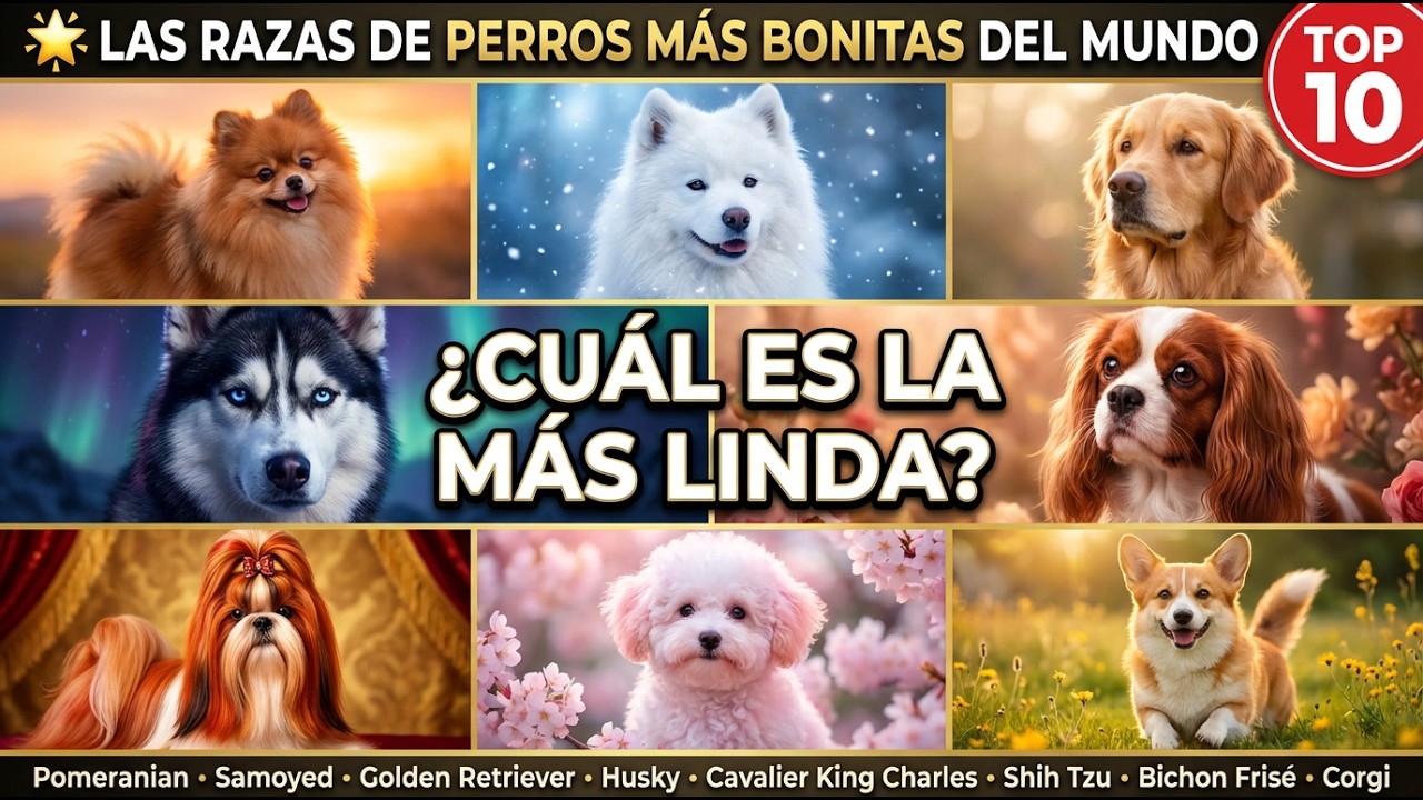 Las 10 Razas de Perros MÁS BONITAS del Mundo 🌟 GUÍA COMPLETA 2025 | ¿Cuál es la Más Linda?