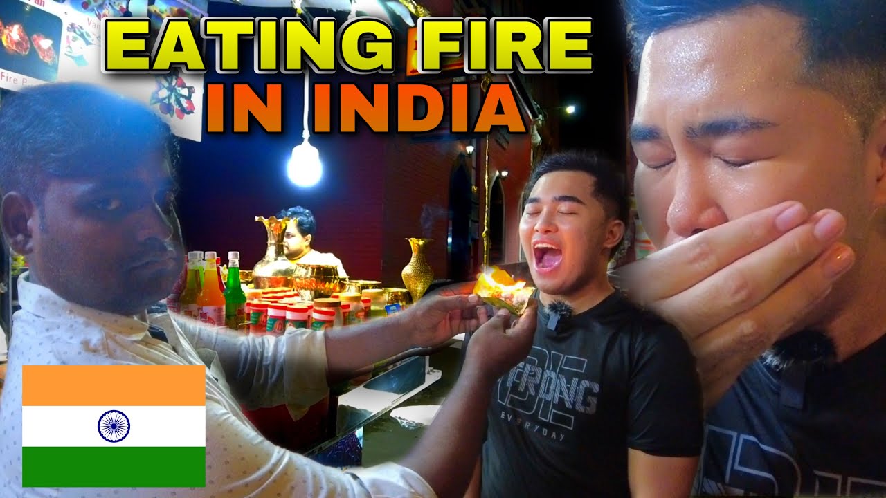 [ENG SUB] EATING FIRE STREET FOOD IN INDIA 🇮🇳