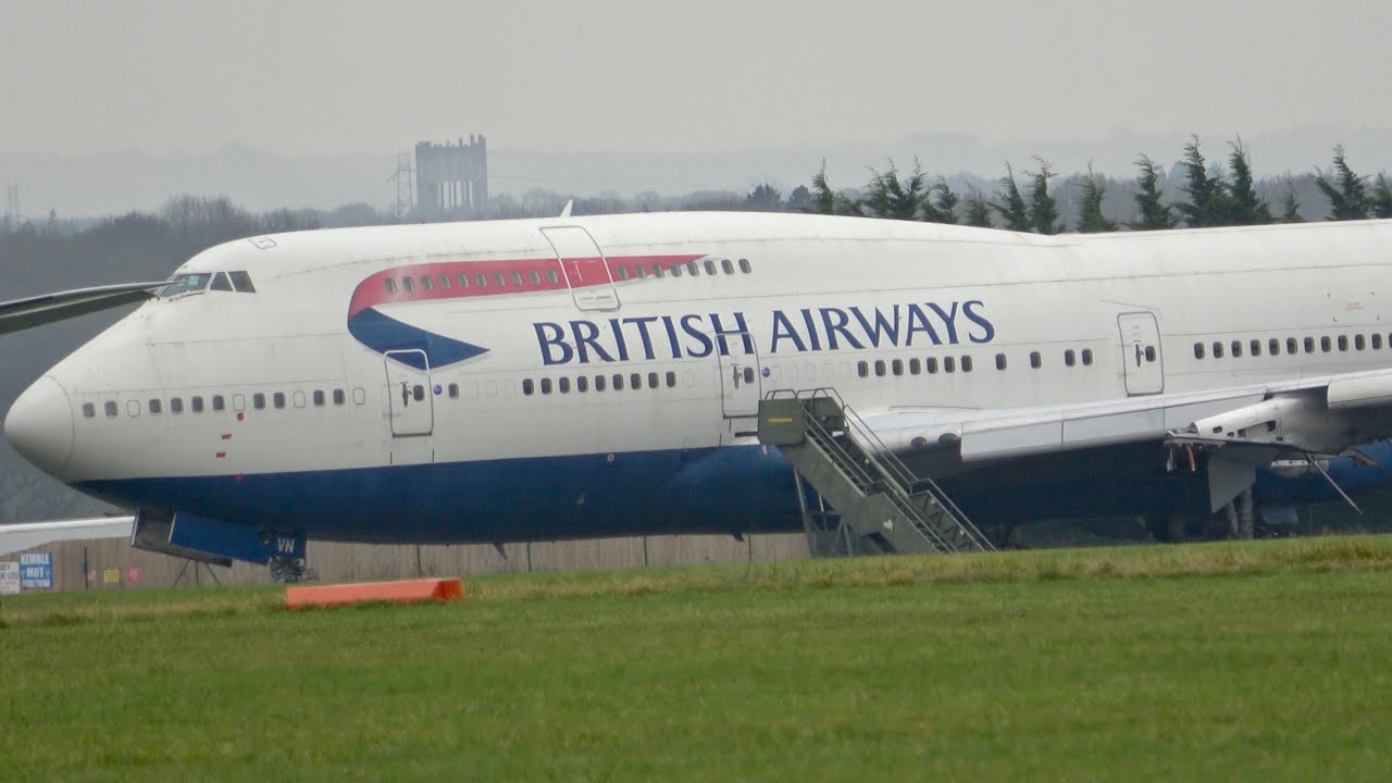 Awaiting scrap - 2nd of 2 BA 747s. Kemble Cotswolds Airport. G-CIVN. Film 2. 15th December 2021