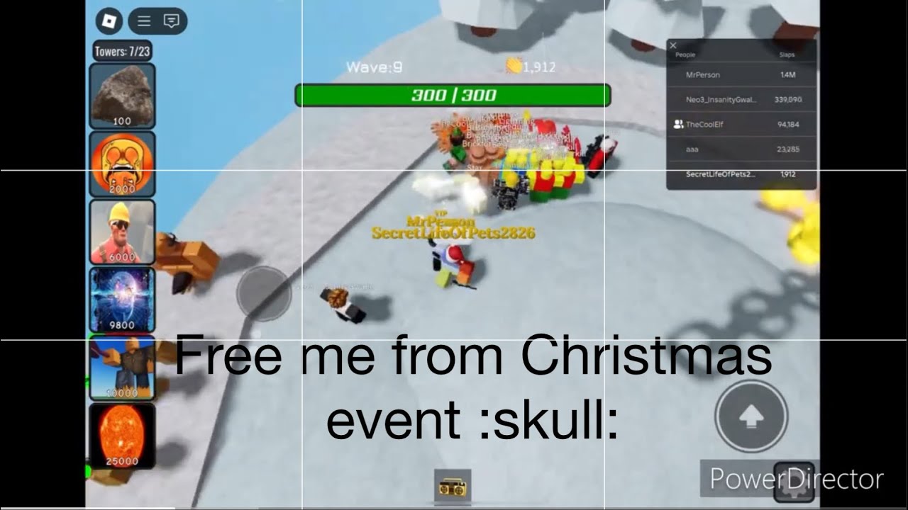 Beating Christmas Event In Slap Battles Tower Defense Over 5 Attempts 💀