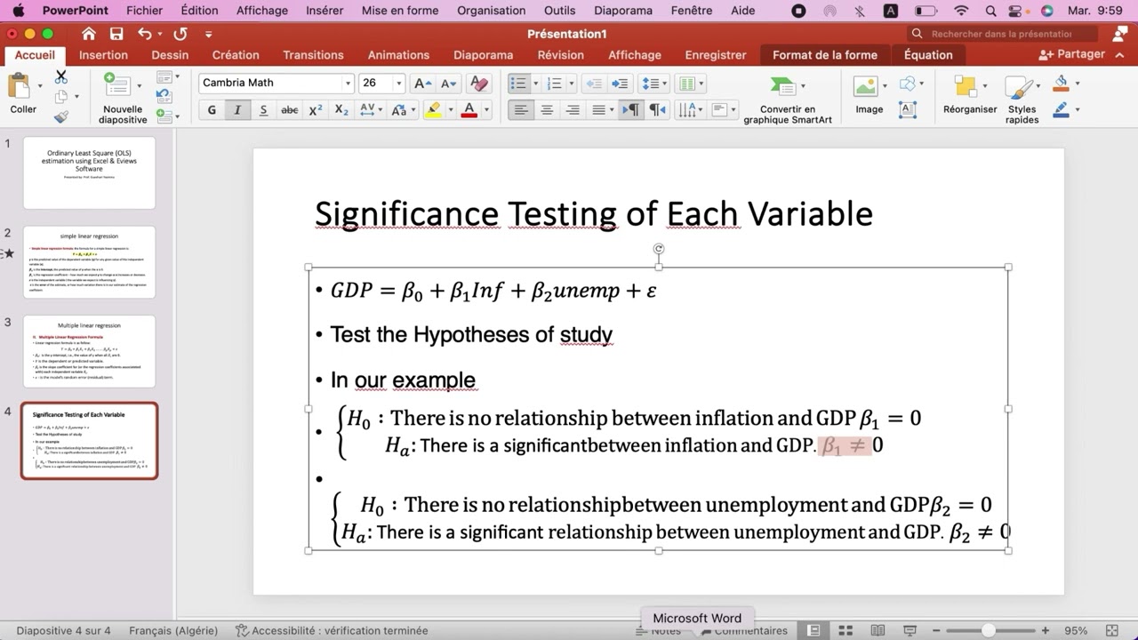 طريقة المربعات الصغرى  Ordinary Least Square estimation في Excel , Eviews Software #excel #eviews