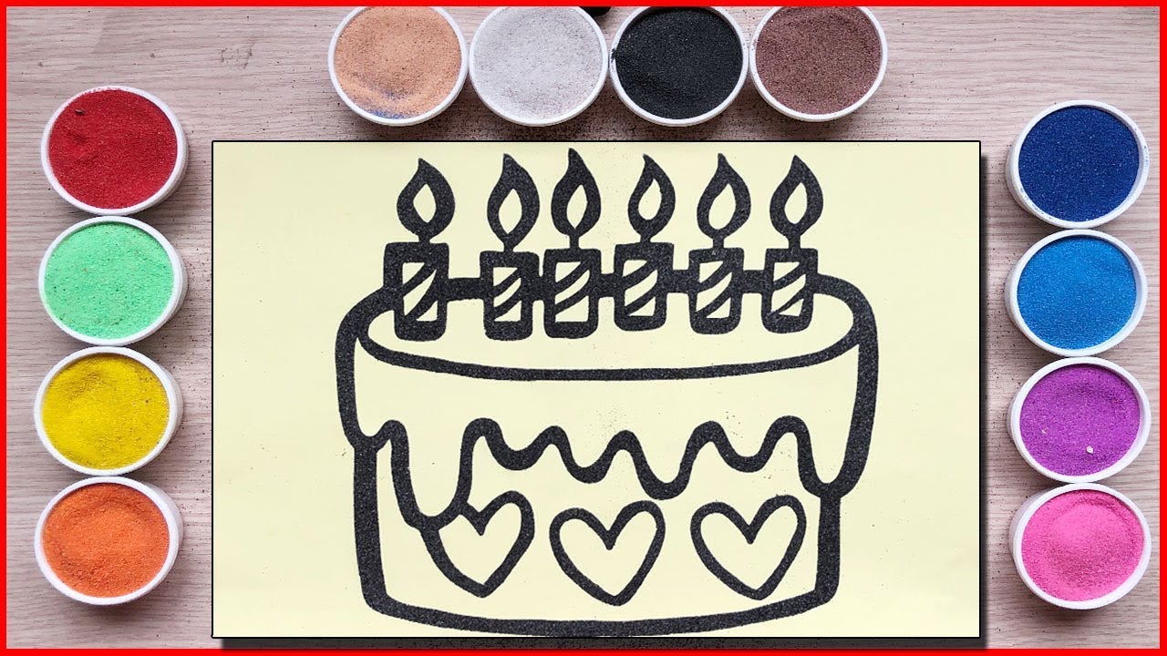 Đồ chơi TÔ MÀU TRANH CÁT BÁNH SINH NHÂT HAPPY BIRTHDAY - Colors sand painting toys (Chim Xinh)