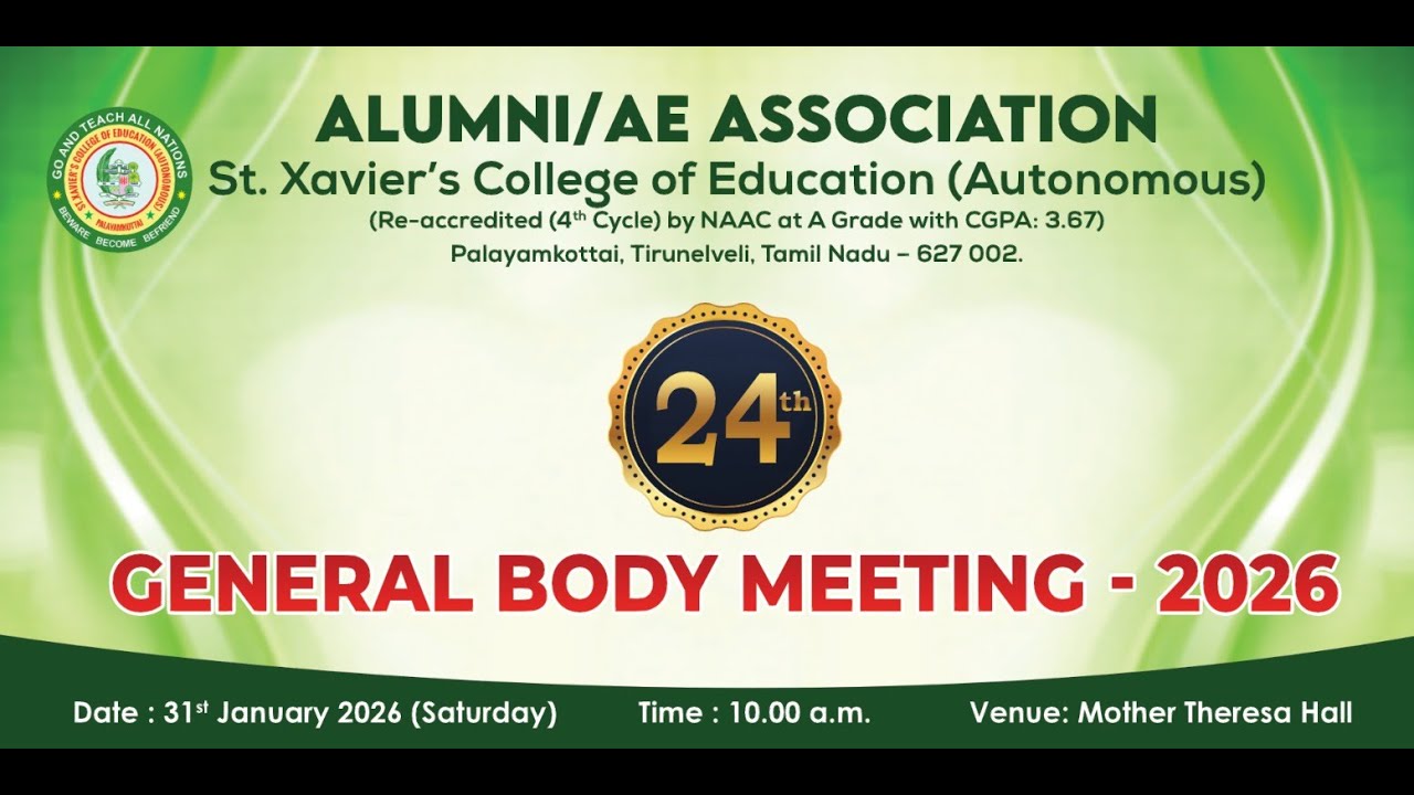 ALUMNI/AE ASSOCIATION GENERAL BODY MEETING -2026 (31/01/2026)