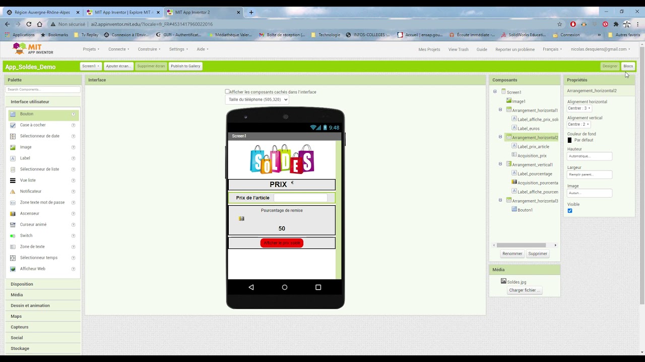 Tutoriel pour réaliser une Appli Soldes avec App Inventor 2