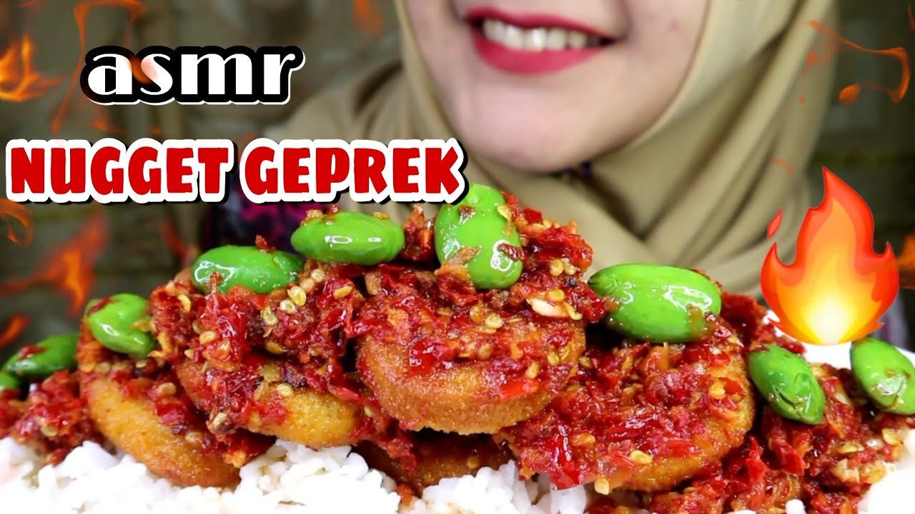 ASMR MUKBANG NUGGET GEPREK SAMBEL PETE || ASMR MUKBANG INDONESIA