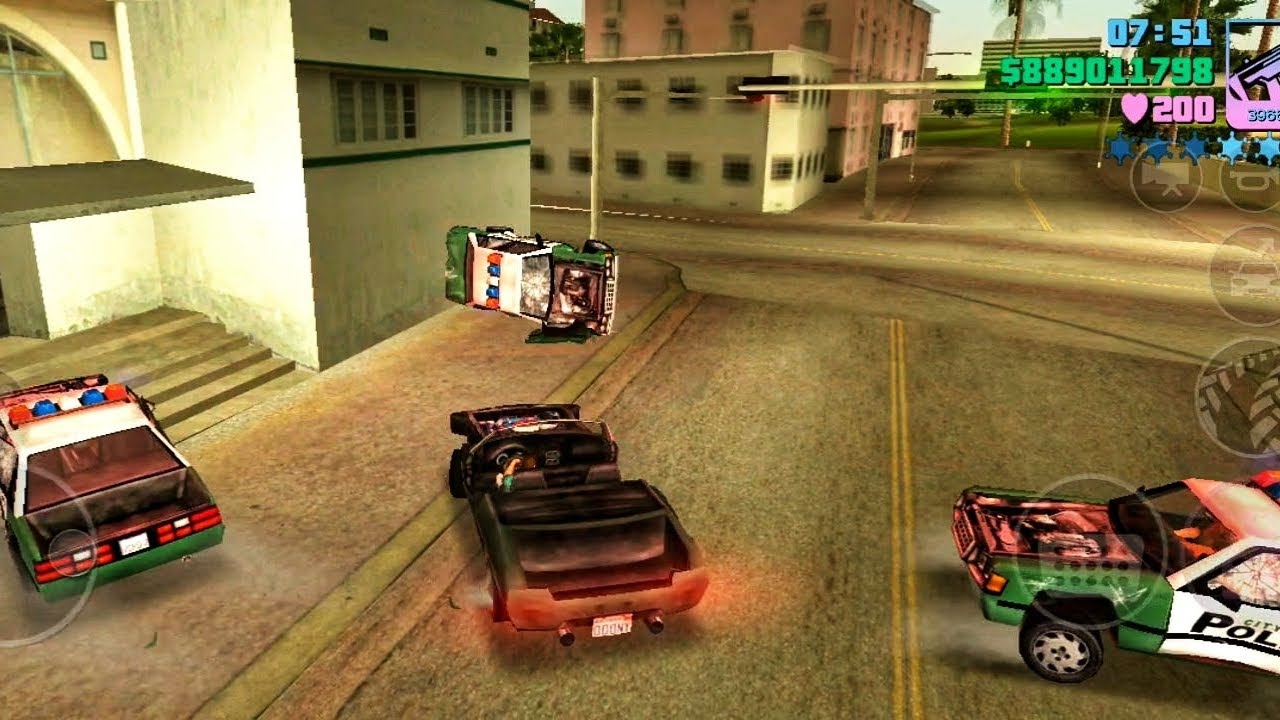 GTA Vice City Mobile Gameplay: Police Shootout + 6 Star Wanted Level Chase🚨