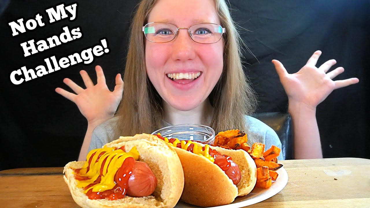 HOT DOGS MUKBANG (NOT MY HANDS CHALLENGE)!