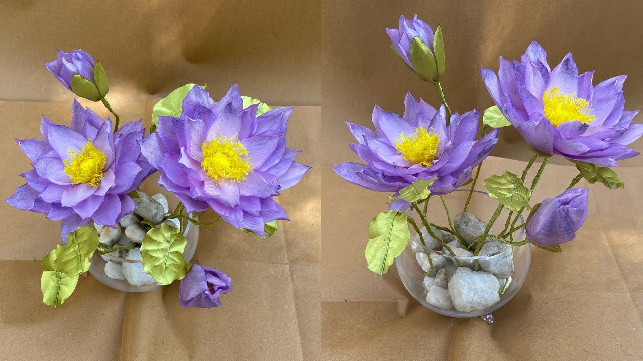 DIY | How To Make Lotus Flowers From Satin Ribbon | Satin Ribbon Flowers Easy