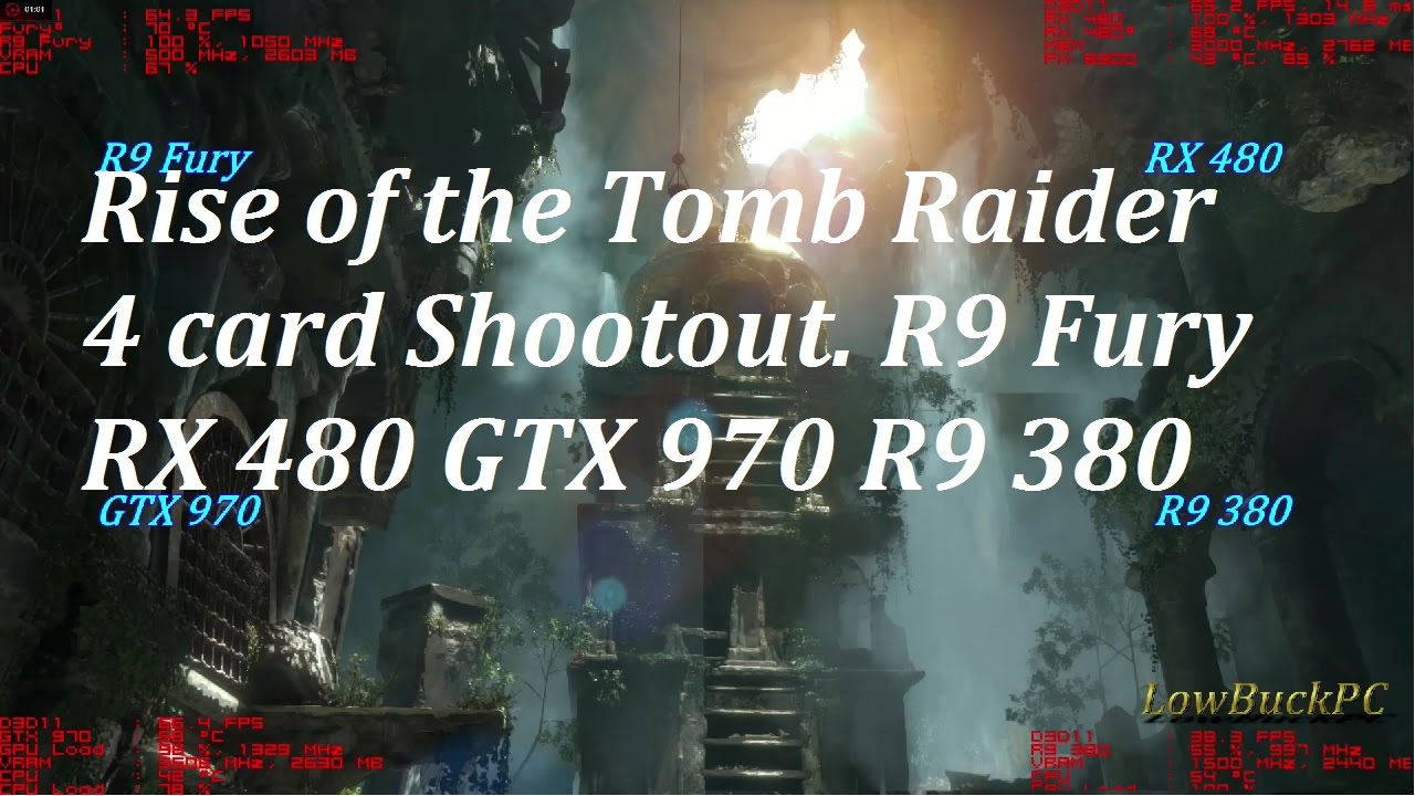 RX 480, R9 Fury, GTX 970, R9380 Rise of the TR Split Screen