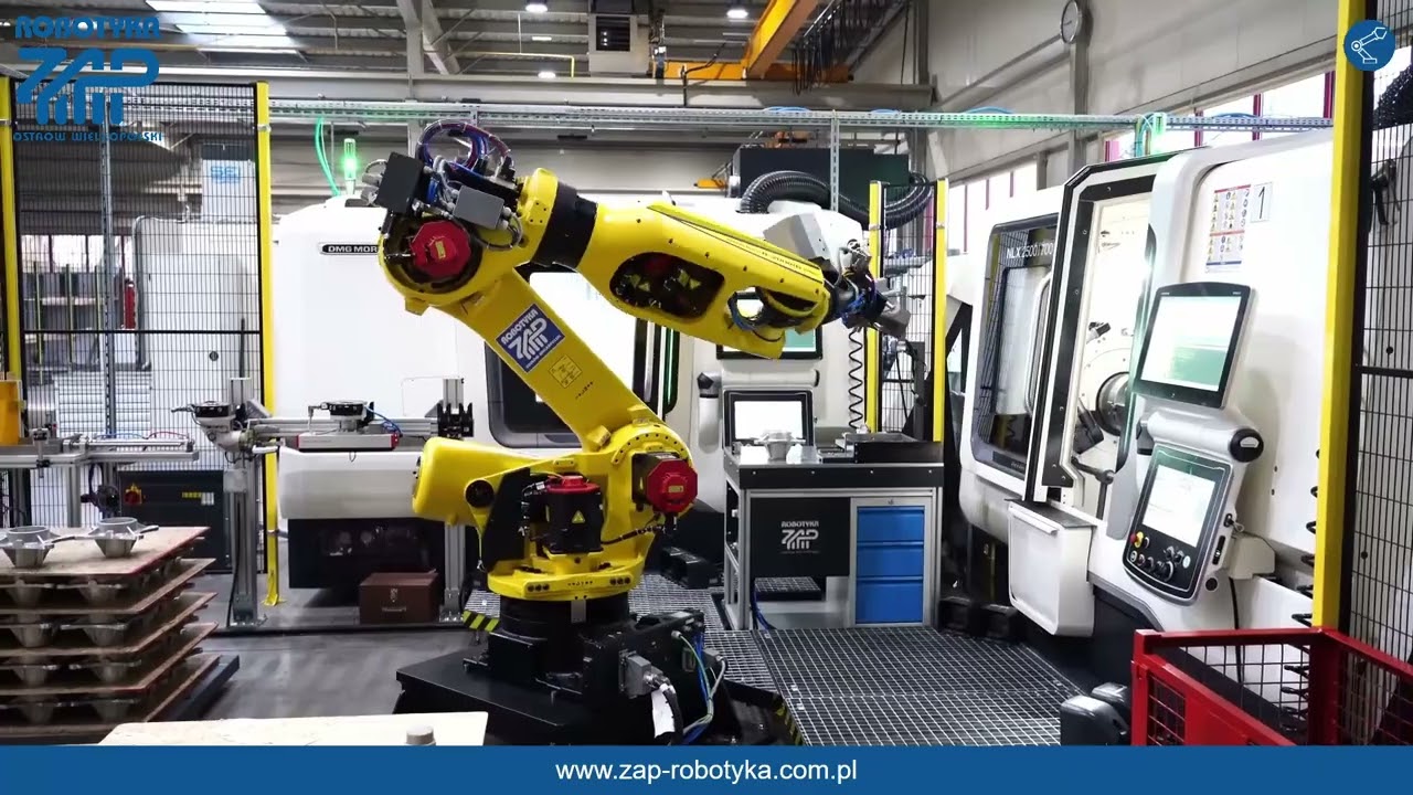 Autonomiczny Fanuc R2000 z wizją 3D i 2 tokarki DMG Mori NLX2500 z uchwytami Schunk od ZAP-Robotyka!