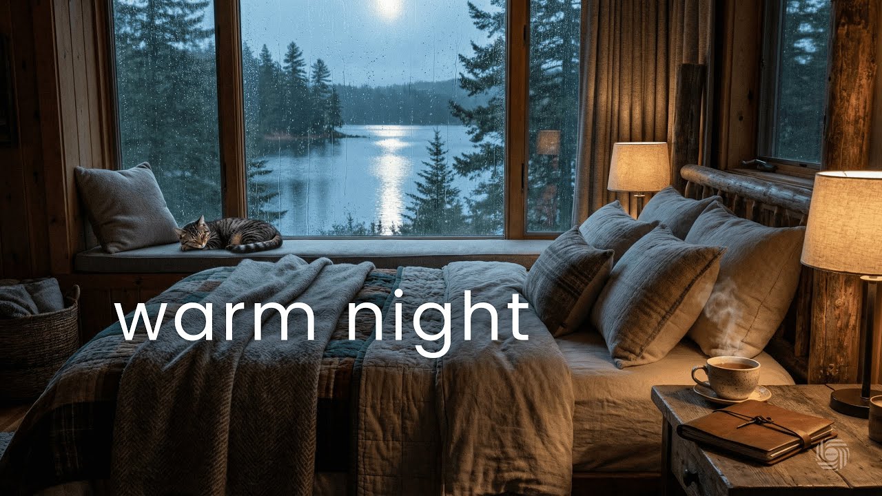 Cozy Cabin Lullaby - Rain on Window + Warm Bedroom (2H 40M Sleep Music)