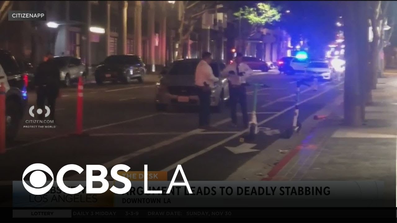 Police investigate deadly downtown LA stabbing as the search for a suspect continues
