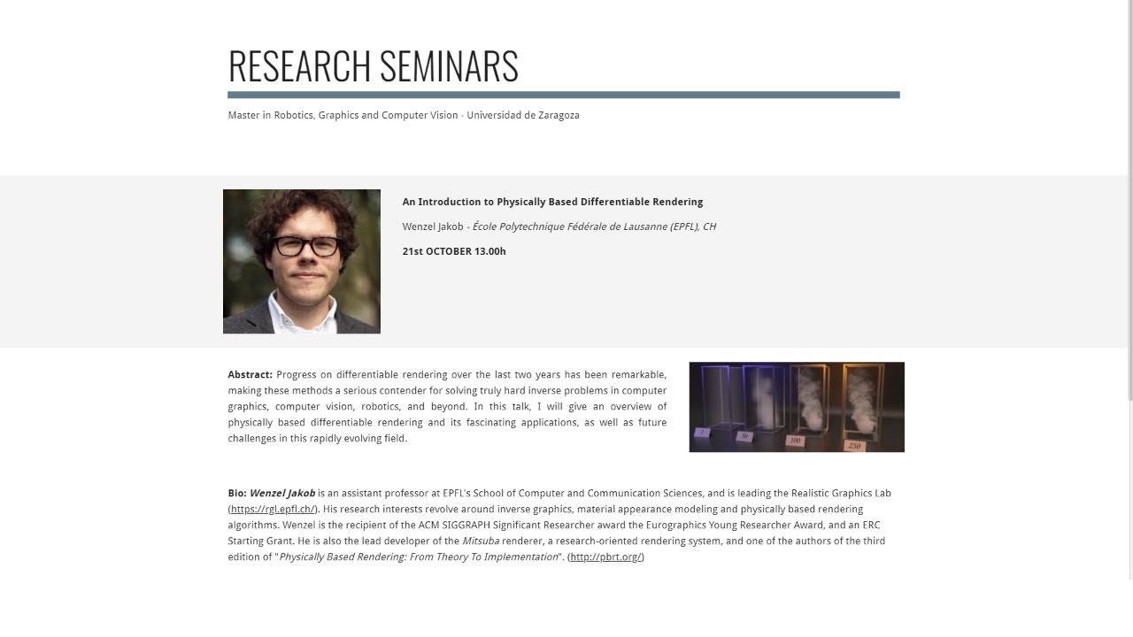 Wenzel Jakob - Research Seminars, Universidad de Zaragoza
