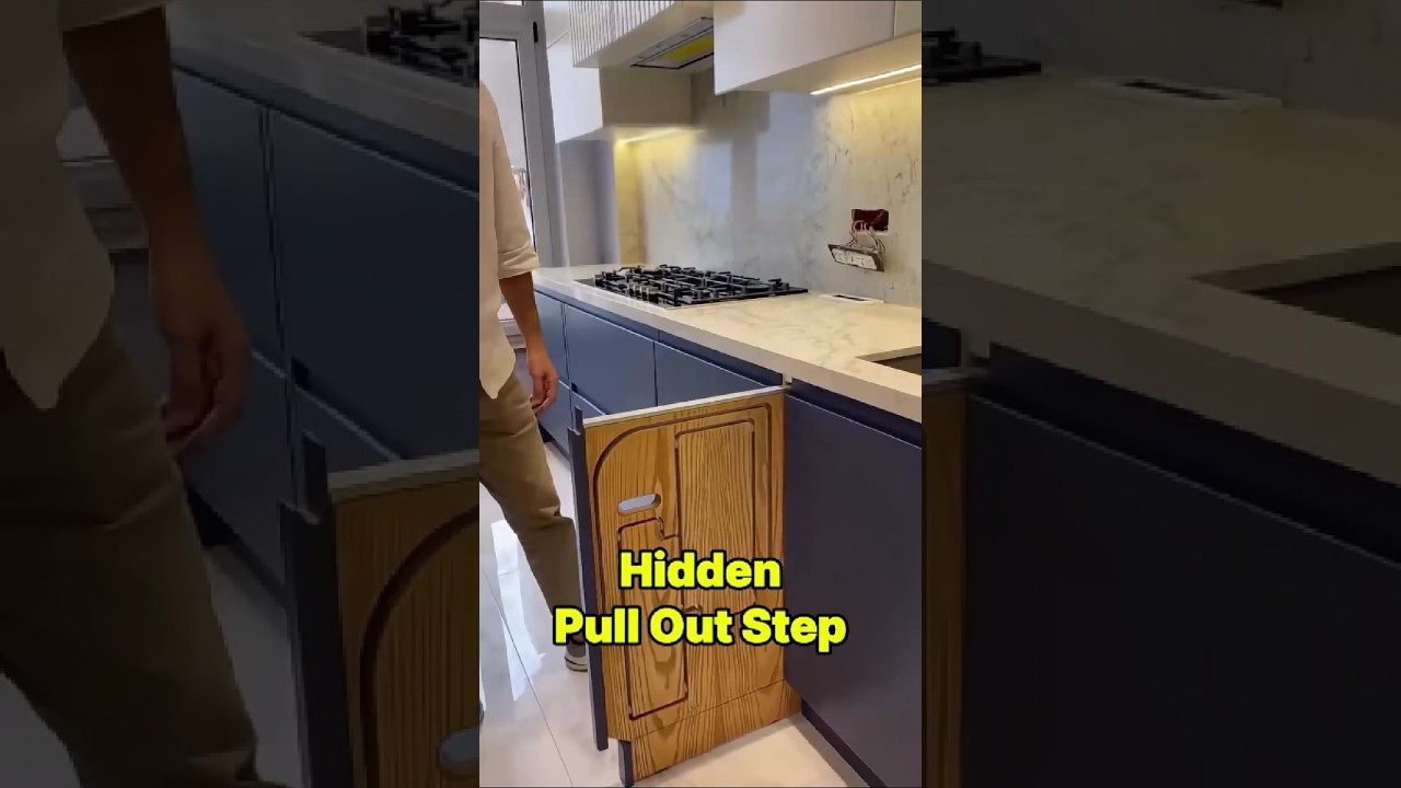 Hidden Pull Out Step#kitchendesign #customcabinets #kitchenideas #kitchenhacks #smartkitchen