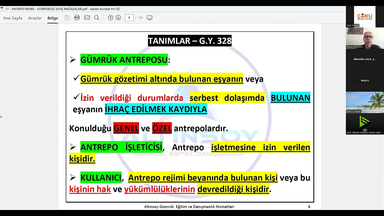 2025 Yılı Güncel Harun ALTINSOY Hocamızla Gümrük Antrepo Rejimi Etüt Dersi