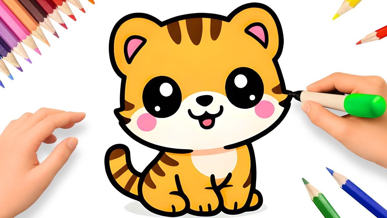 COMO DESENHAR UM TIGRE FOFINHO PASSO A PASSO🐯