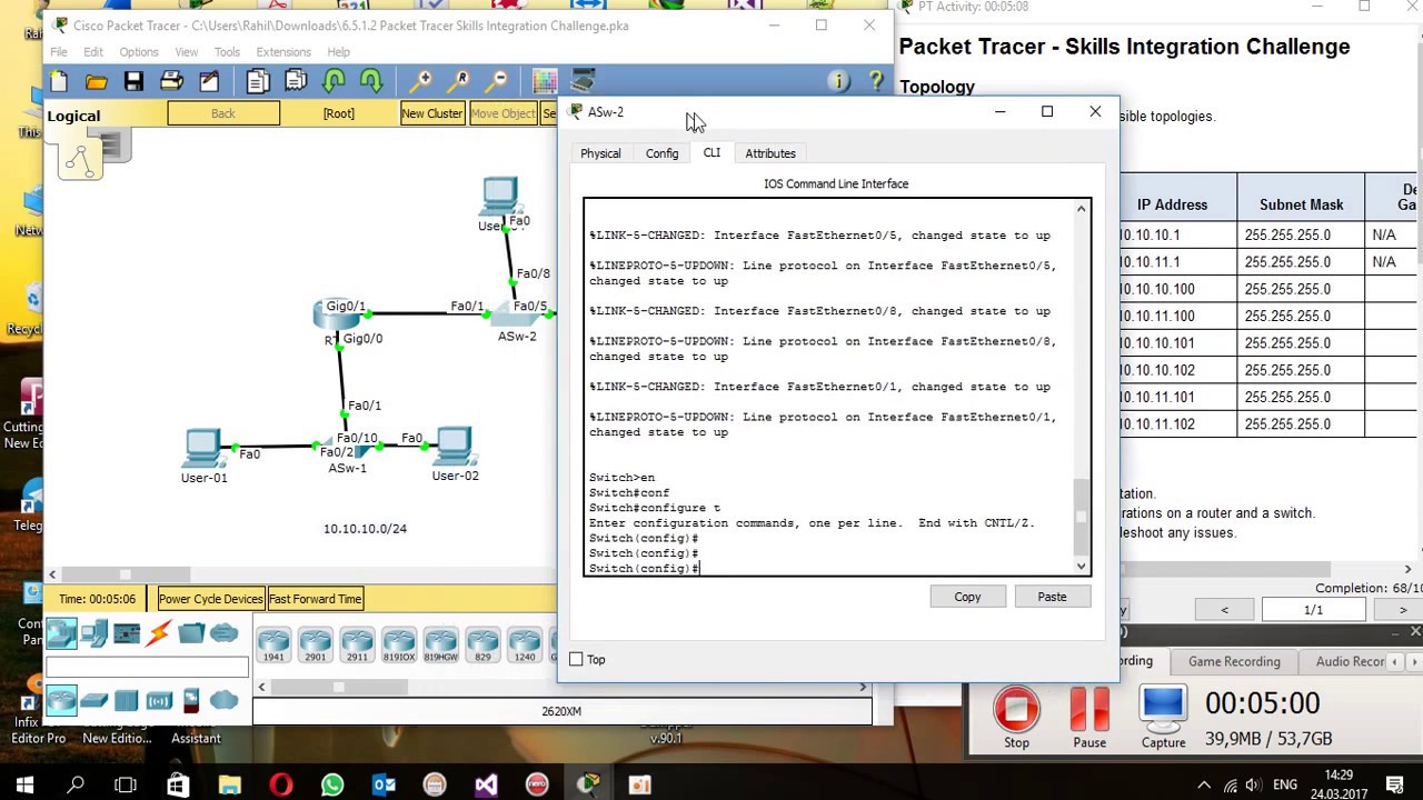 6.5.1.2 Packet Tracer Skills Integration Challenge