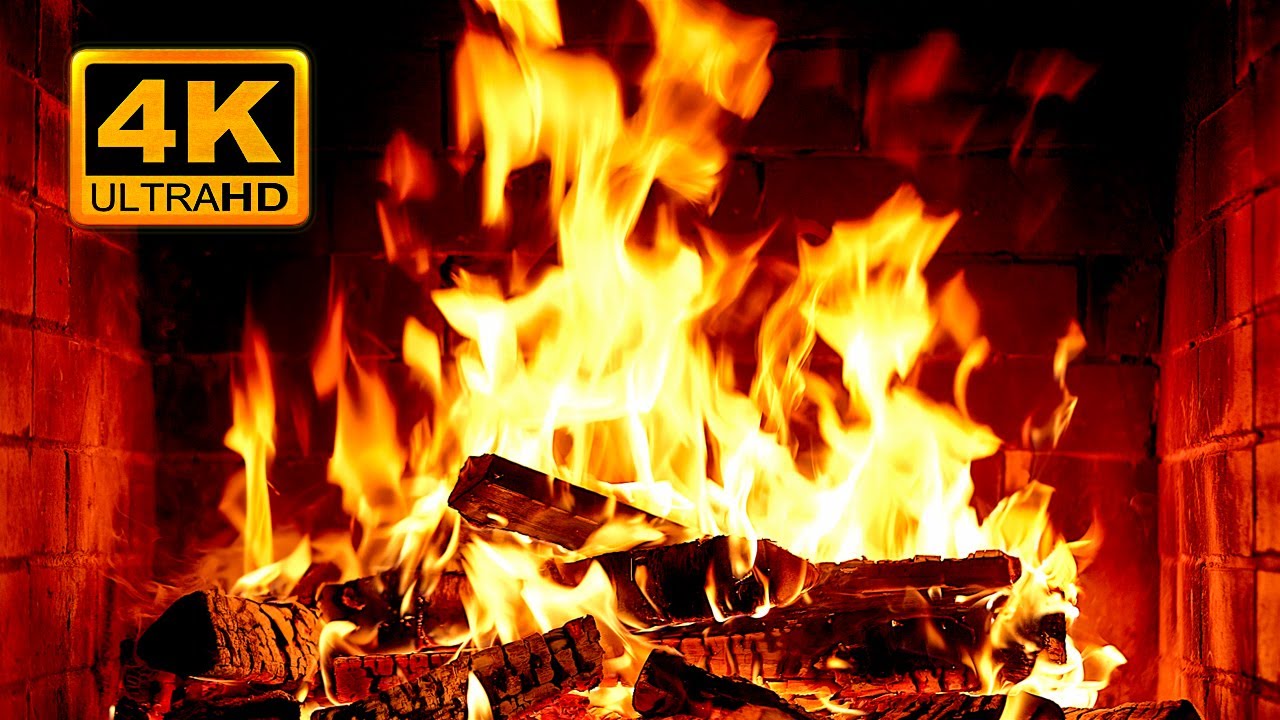 🔥 FIREPLACE (12 HOURS) Ultra HD 4K. Crackling Fireplace with Golden Flames & Burning Logs Sounds