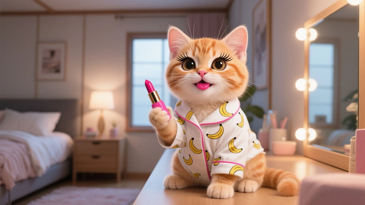 Ginger Kitten Tries Mama Cat's Makeup 💄💋