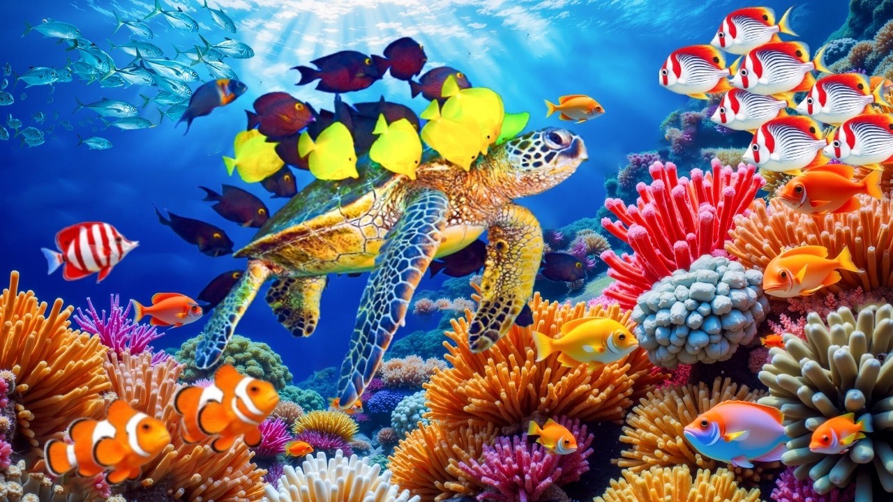 Soothing Piano Music for Deep Sleep & Anxiety Relief 🐠 Underwater Tropical Fish, Coral Reefs