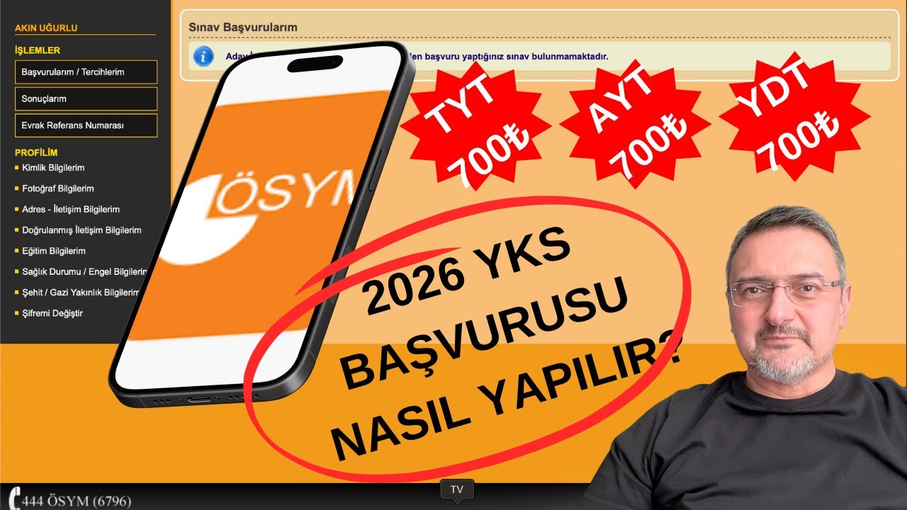 2026 YKS BAŞVURUSU NASIL YAPILIR? TYT AYT  &Ouml;SYM &Uuml;CRET &Ouml;DEMESİ. &Uuml;NİVERSİTE SINAV BAŞVURUSU