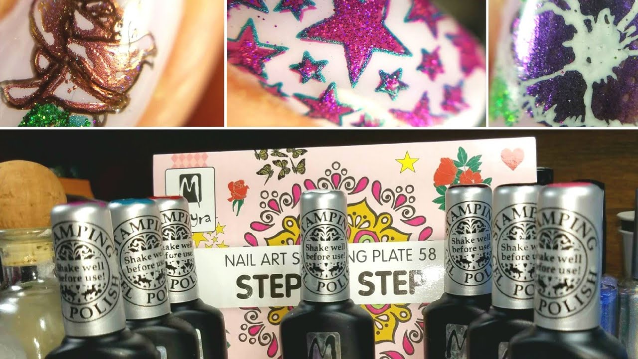 Glitter and chrome stamping with Moyra stamping gel