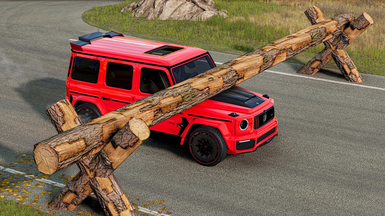 Cars vs Log Trap Bridge Drive Challenge Ends in Total Destruction!
