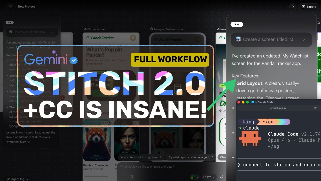 Stitch 2.0 + Claude Code: Это просто невероятный рабочий процесс программирования ИИ!