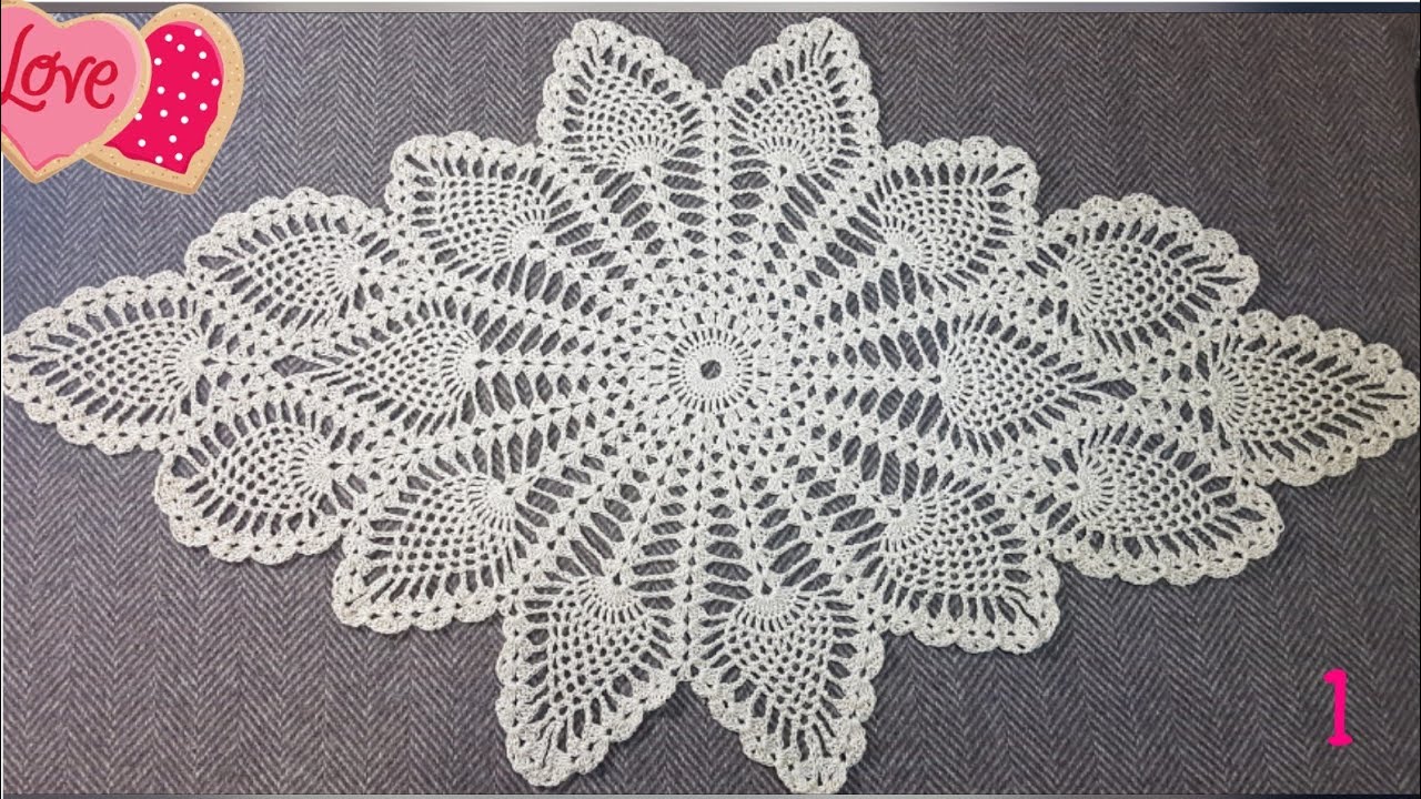مفرش الأناناس كروشية سهل جدا  وأنيق للمبتدئين الجزء1  Crochet doliy pineapple very easy