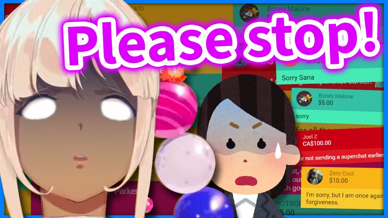 Chat Broke Sana & Her Manager by Starting a Sorry Superchat Train 【Tsukumo Sana / HololiveEN】