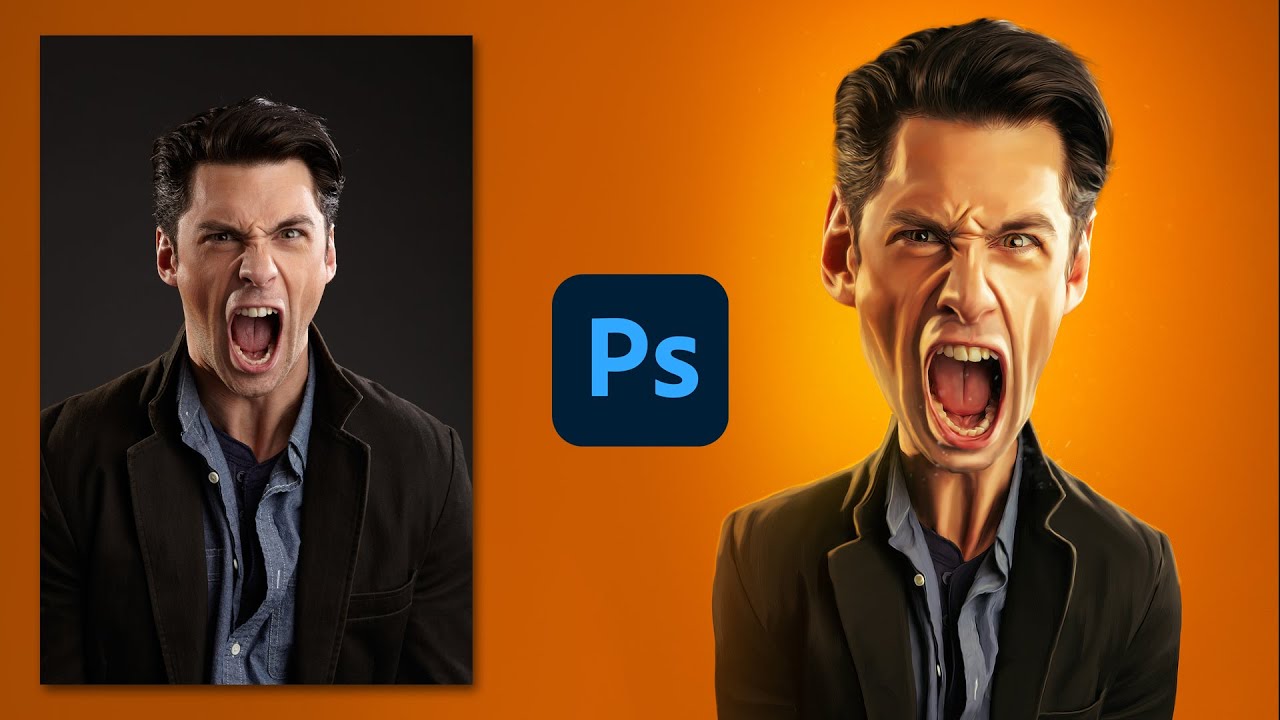 Screaming Guy | Photoshop Caricature Tutorial