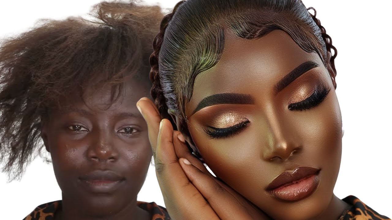 100M VIEWS ⬆️ BOMB👆 BARBIE🍫 MELANIN DARK SKIN BRIDAL MAKEUP BRIDAL HAIR TRANSFORMATION😍 MELANIN 😍