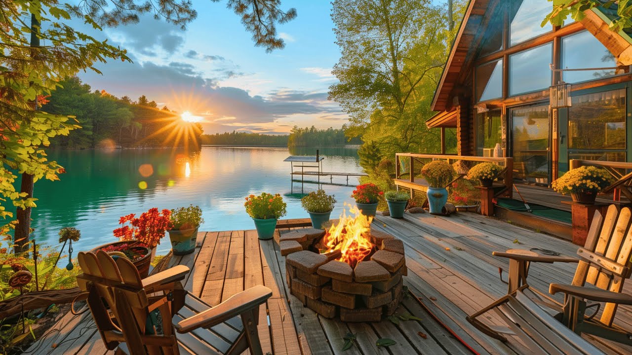 A Peaceful Summer Morning on the Lakeside Porch | Spring Nature&rsquo;s Sounds to Clear Your Mind
