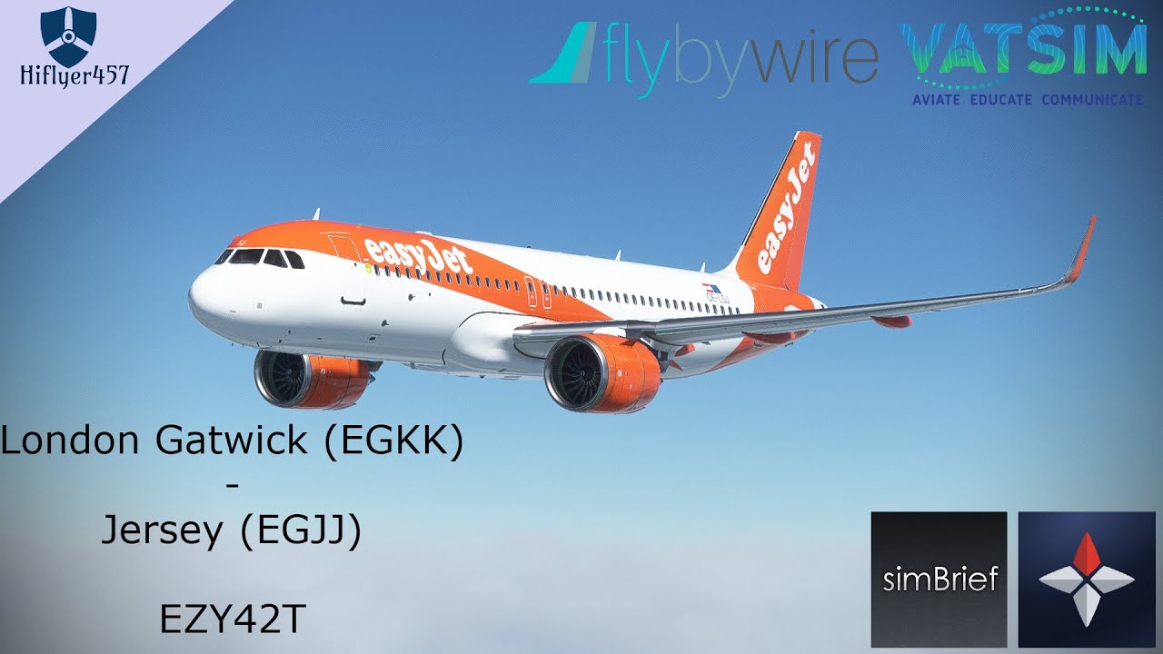 FULL FLIGHT -VATSIM Evening/Night Flight - Gatwick (EGKK) to Jersey (EGJJ) - Fly By Wire A32NX