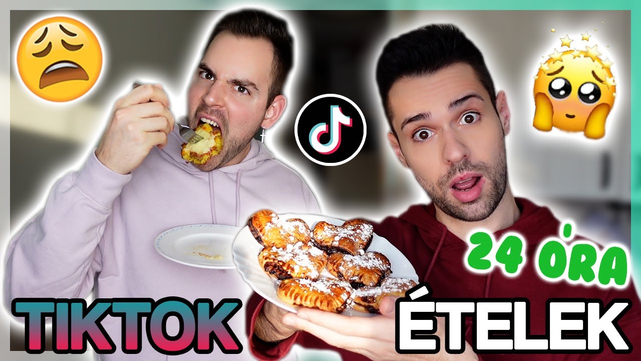 $ 24 ÓRÁIG TIKTOK ÉTELEKET ETTÜNK BENCÉVEL 😱❤️ $