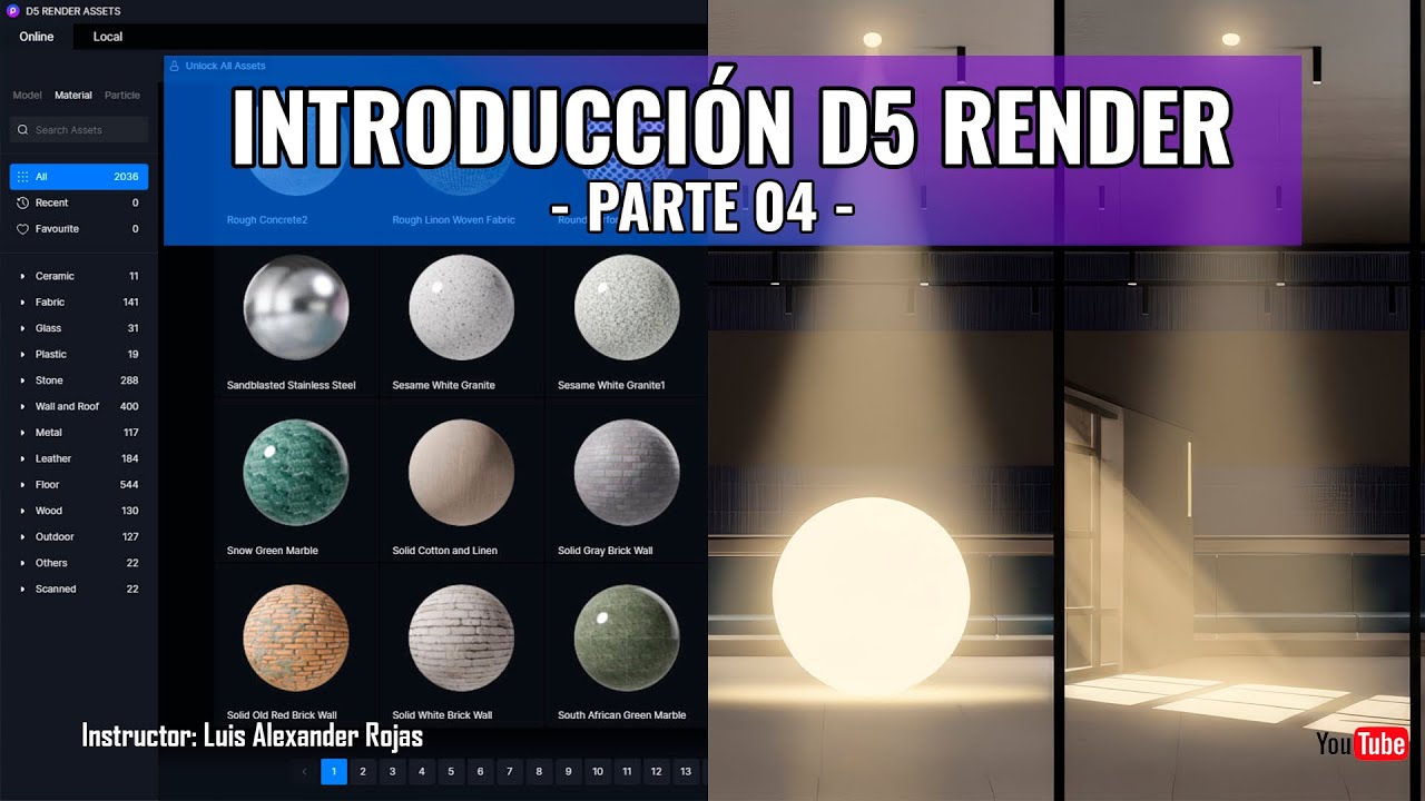 🟠Introducción a D5 RENDER -Parte 04 ‼️Luces y Materiales‼️